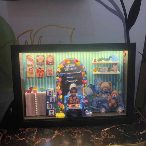 Baby Boy Birthday Theme 17x11 LED Frame