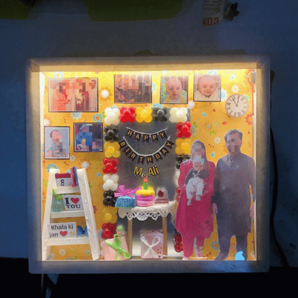 Baby First Birthday Family Celebrating Theme 8×9 LED Frame