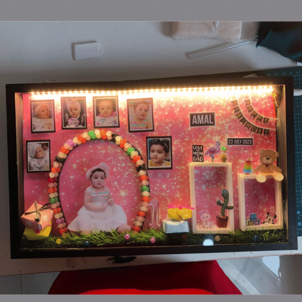 Baby girl 1st Birthday Theme 13x9 LED Frame