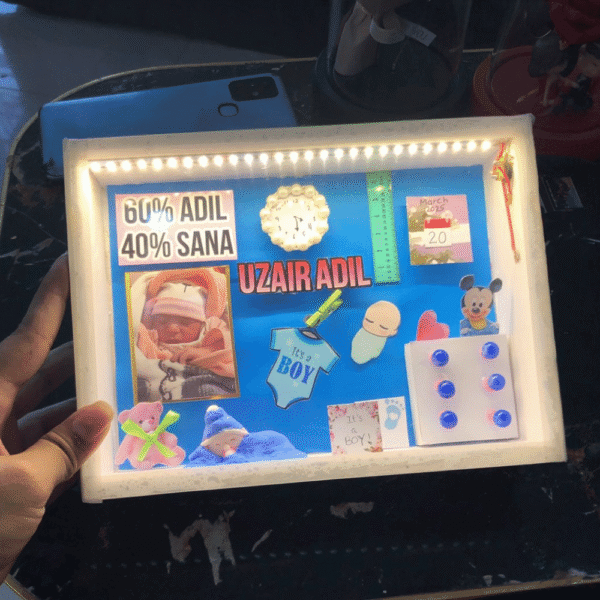 New born baby boy theme 6x8 LED Frame