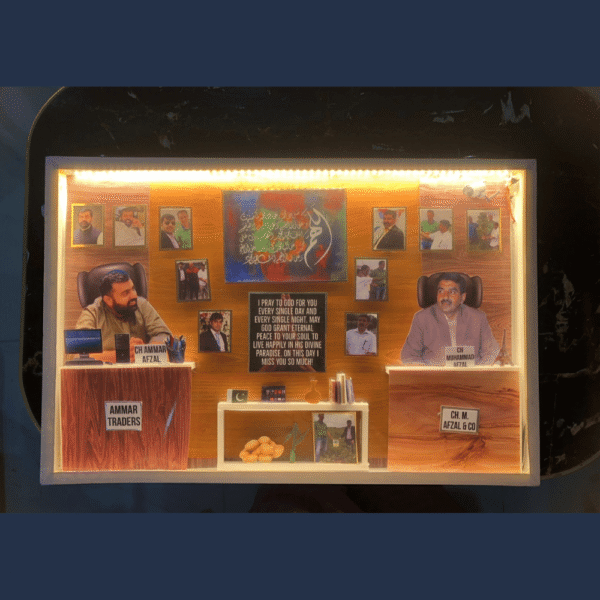 Office Setup with Father Theme 17x11 LED Frame