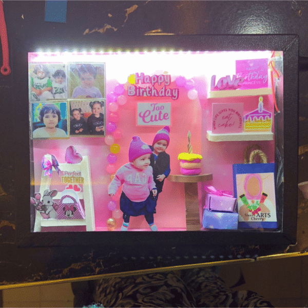 Twin Baby Birthday Theme 6x8 LED Frame